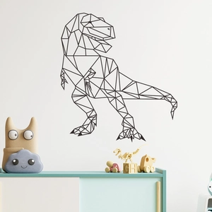 Sticker mural dinosaure T-Rex géométrique moderne en PVC noir pour chambre d'enfant