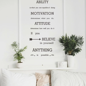 Stickers muraux inspirants noirs en anglais pour décoration de chambre minimaliste