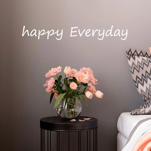 Happy Everyday English Quote Wall Sticker PVC White Artistic Lettering Decal For Bedroom Living Room Home Decoration