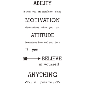 Sticker mural avec citations Motivation et Attitude pour décoration de chambre