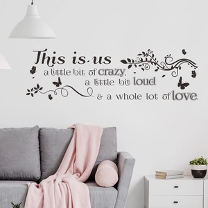 This Is Us Citazione Famiglia Adesivo da Parete Removibile PVC Farfalla Vite Adesivi Murali per Soggiorno Camera da Letto