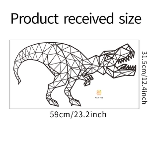 Detail van doe-het-zelf dinosaurus muursticker met afmetingen voor kinderkamer