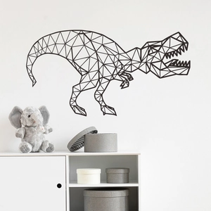Geometrische T-Rex Dinosauriër Muursticker Zwart PVC Low Poly Driehoek Patroon Muursticker Voor Kinderkamer Slaapkamer Woondecoratie