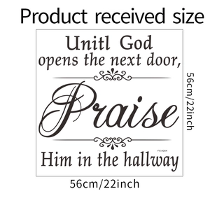 Detailed view of the 56x56cm Praise slogan wall sticker for home decoration