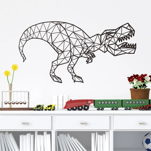 Macro-detail van een geometrische dinosaurus muursticker in een moderne kinderkamer