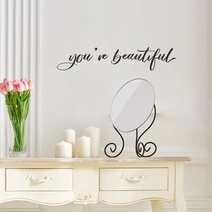 Elegant You Are Beautiful black vinyl wall decal in cursive for home bedroom wall decor