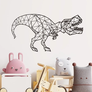 Moderne geometrische dinosaurus muursticker voor kinderkamer met zwart T-Rex-patroon