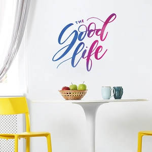 Sticker mural moderne THE GOOD LIFE avec dégradé pour décoration de salon