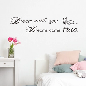 Motivational Quotes Wall Sticker Dream Until Your Dreams Come True Black PVC Artistic Decal For Bedroom Office Home Decor