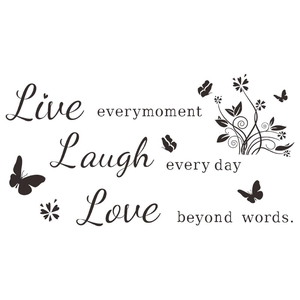 Live Laugh Love wall decals with butterflies and floral motifs for home decor
