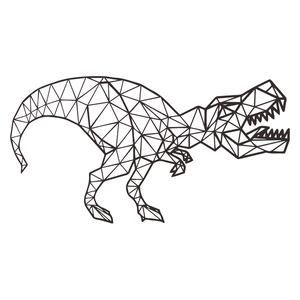 Minimalistische T-Rex muursticker met zwarte geometrische lijnen voor de decoratie van kinderkamers