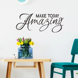 Modern black 'MAKE TODAY Amazing' wall sticker decor for minimalist bedroom interiors