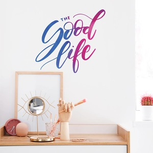 Sticker mural THE Good Life dégradé bleu-violet pour décoration de salon et chambre