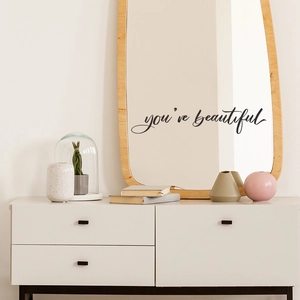 Creative you are beautiful handwritten vinyl wall decal for bedroom mirror decor