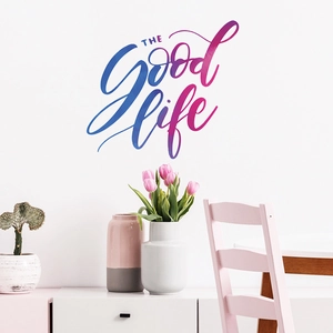 Sticker Mural Citation Anglaise The Good Life Lettrage Artistique Dégradé PVC Autocollant Pour Décoration De Maison