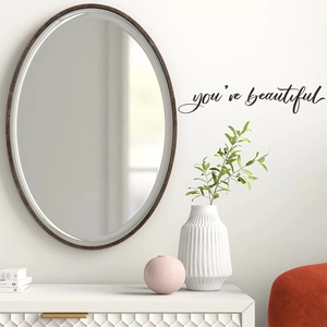 Inspirational English You Are Beautiful Quote Wall Decal Removable Black PVC Lettering Wall Sticker For Bedroom Mirror Decor