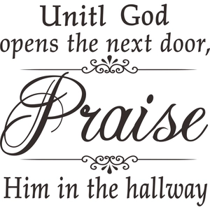 Self-adhesive black vinyl wall decal with Praise inspirational religious quote for home decor