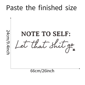 Sticker mural Note to Self dimensions 66cm x 24cm avec citation de motivation