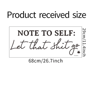 Détail du sticker mural Note to self dimensions 68x29cm pour décoration maison