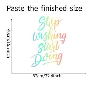 Größentabelle für den Stop wishing start doing Wandaufkleber mit Maßen 40x57cm
