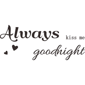 Black Always Kiss Me Goodnight wall sticker decal with hearts for bedroom home decoration
