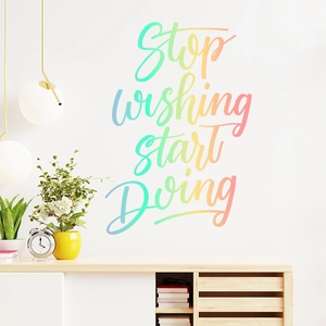 Regenbogen Wandtattoo Stop Wishing Start Doing für Zuhause und Büro Dekoration