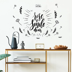 Adesivo murale Rise and Smile con motivi floreali per decorazioni moderne del soggiorno