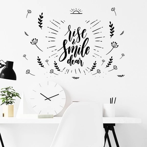 Adesivo murale Rise & Smile con design floreale per arredamento minimalista