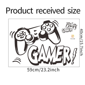 Gamer controller wall sticker product dimensions and receive size 59cm x 40cm