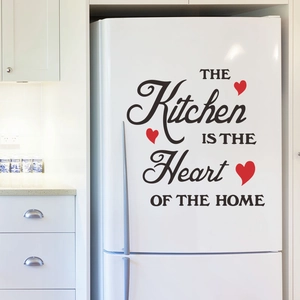 The Kitchen is the Heart of the Home vinyl wall decal with red hearts for kitchen decor