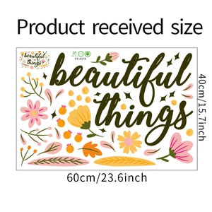 Detail view of beautiful things floral wall decal stickers showing the 40x60cm sheet layout