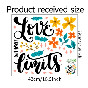 Detail view of FX-A219 Love Without Limits wall decal with dimensions 39cm x 42cm
