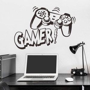 Modern Gamer Game Controller Wall Sticker Black PVC Decorative Decal For Bedroom Gaming Room Home Wall Art Decoration