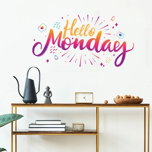Vinilo decorativo Hello Monday con degradado de colores y letra artística para hogar