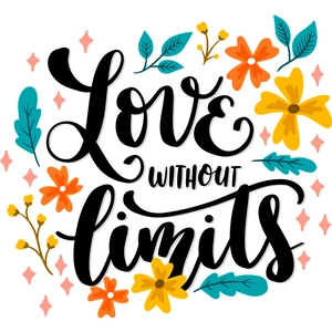 Love Without Limits floral wall sticker featuring vibrant orange and yellow flowers