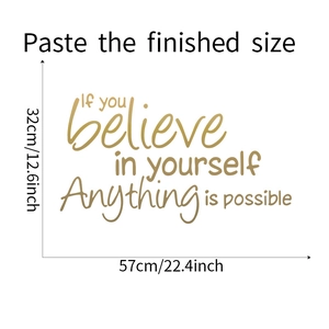 Dimensions detail for 'If you believe in yourself' gold motivational wall sticker