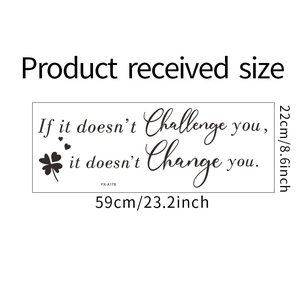 Measurement layout for Challenge motivational wall decal in black PVC material