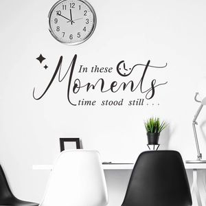 Macro detail of the motivational black wall sticker decal with star elements and elegant font