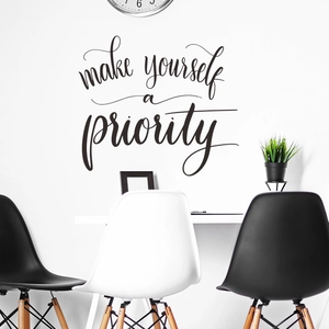 Minimalist 'Make Yourself a Priority' black vinyl wall sticker for home and office decor