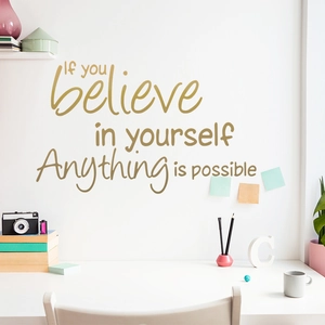 Inspirational Quote If You Believe In Yourself Anything Is Possible Wall Sticker PVC Gold Motivational Home Decor Decal