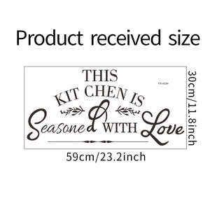 Detailed view of Seasoned With Love wall sticker with dimensions 30cm x 59cm