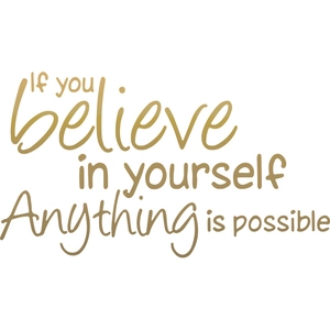 Inspirational 'Believe in Yourself' wall sticker with gold lettering for home decor