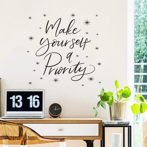 Inspirational Make Yourself a Priority black wall sticker for minimalist office decoration
