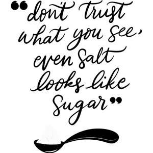 Adesivo murale con citazione Don't Trust What You See e illustrazione di un cucchiaio