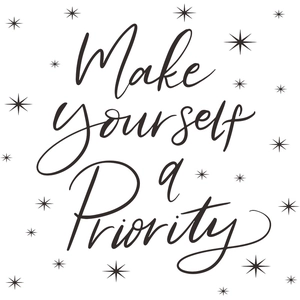Inspirational Make Yourself a Priority wall sticker with black starburst accents