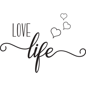 Minimalist LOVE LIFE self-adhesive wall sticker with heart accents for home decor