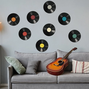 Retro Vinyl Record Wall Stickers PVC Self Adhesive Music Style Decor For Living Room Bedroom Creative Home Wall Art Decals