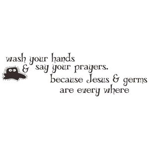 Adesivo murale Wash Your Hands con personaggio dei cartoni per bagno moderno