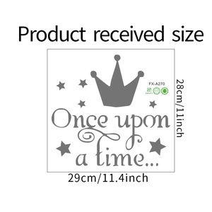 Detailed dimensions for the Once Upon a Time wall sticker measuring 29cm x 28cm