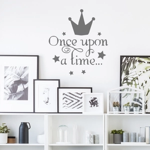 Once Upon A Time Quote Wall Sticker With Crown Star Pattern PVC Removable DIY Wall Decal For Bedroom Nursery Decor